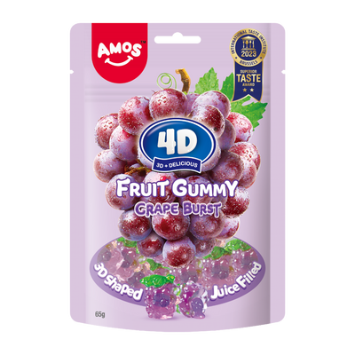Желирани бонбони AMOS 4D Fruit Gummy Грозде 65гр