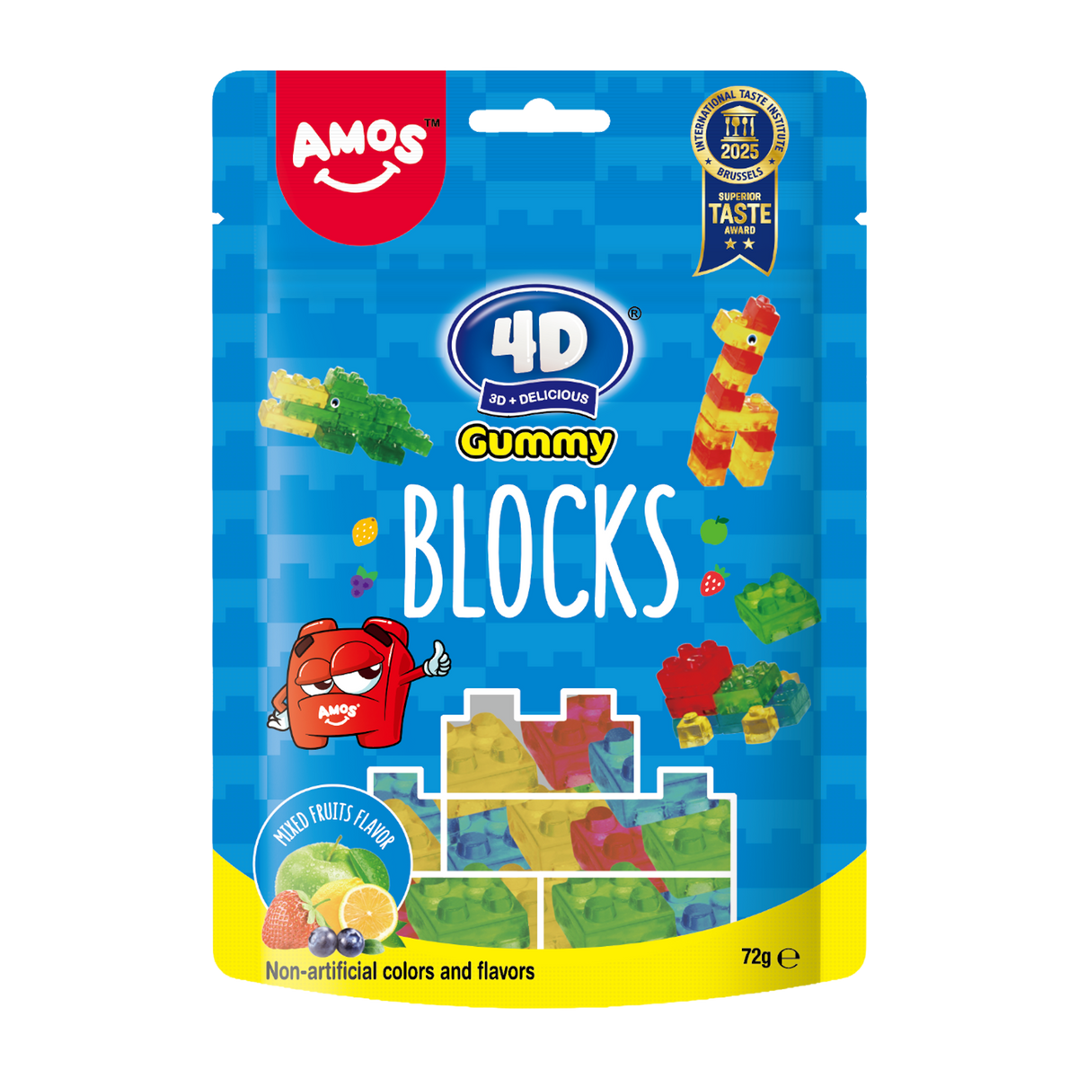 Желирани бонбони AMOS 4D Gummy Blocks 72гр