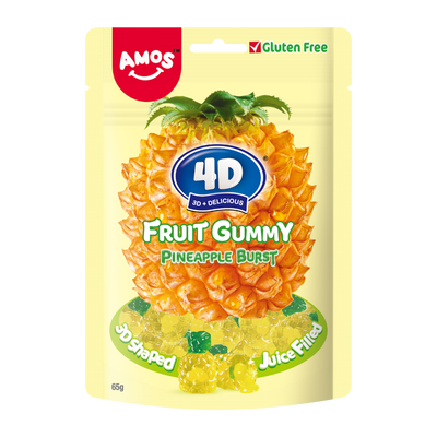 Желирани бонбони AMOS 4D Fruit Gummy Ананас 65гр