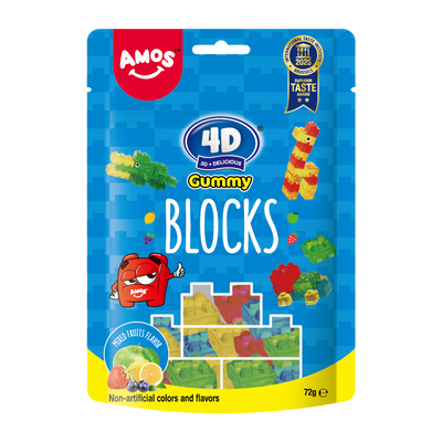 Желирани бонбони AMOS 4D Gummy Blocks 72гр