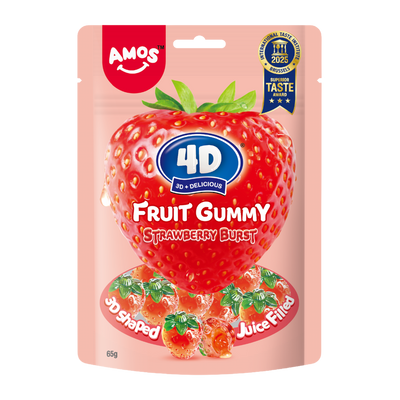 Желирани бонбони AMOS 4D Fruit Gummy Ягода 65гр
